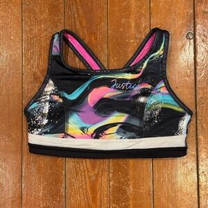 Justice Abstract Print and Reverse-able Dance Sports Bra Top​